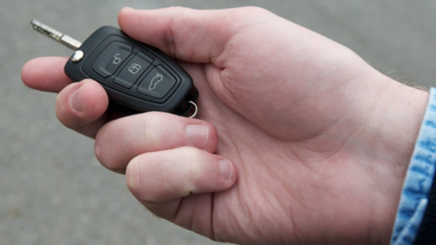 New Blue Ford Transit Custom key fob detail