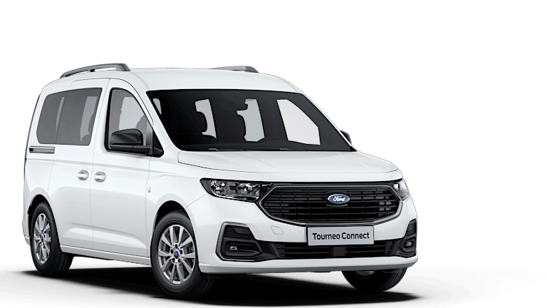 Λευκό Ford Tourneo Connect, τρισδιάστατη όψη από μπροστά
