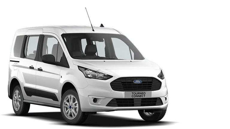 Λευκό Ford Tourneo Connect, τρισδιάστατη όψη από μπροστά