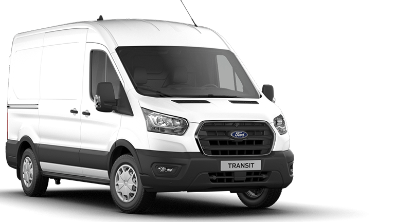 Λευκό Ford Transit, τρισδιάστατη όψη από μπροστά