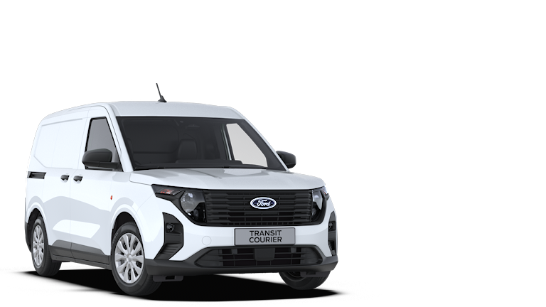 Λευκό Ford Transit Courier, τρισδιάστατη όψη από μπροστά