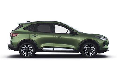 Ένα πράσινο υβριδικό Ford Kuga.