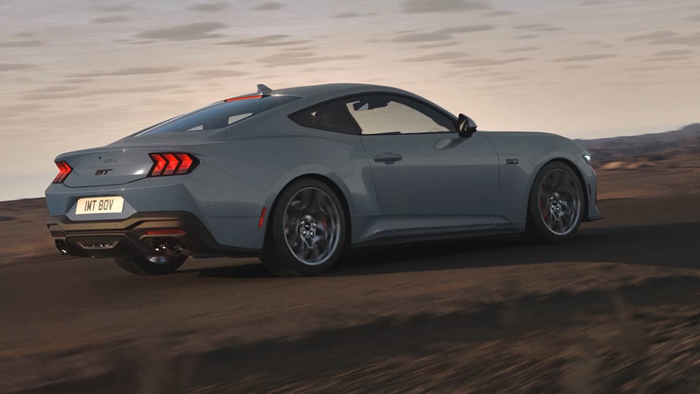 Ford Mustang driving in wilderness