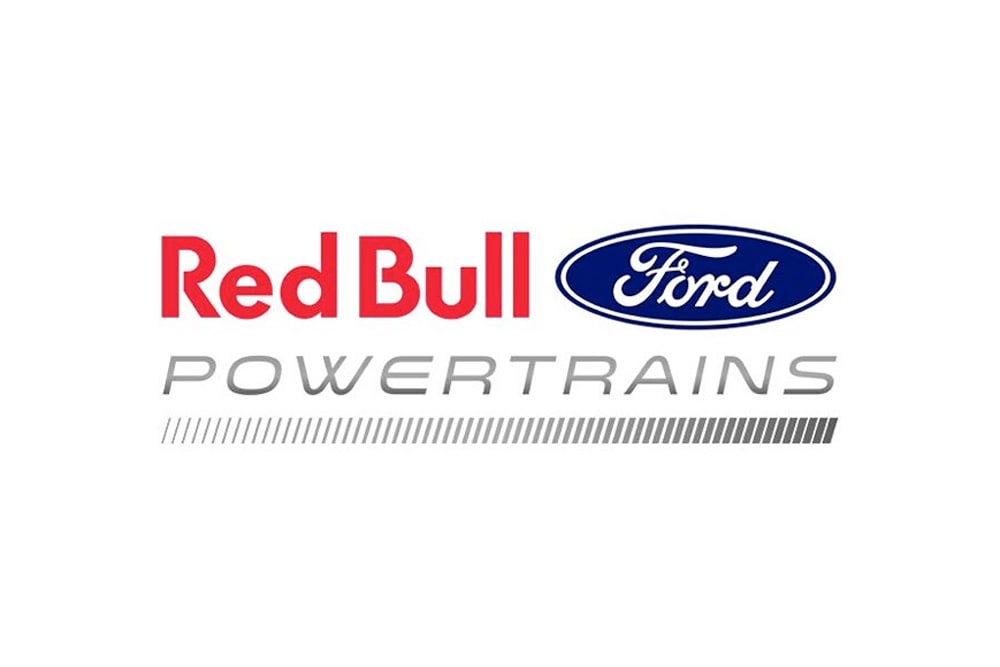 Λογότυπο Red Bull Ford Powertrains για Φόρμουλα 1 σε λευκό φόντο