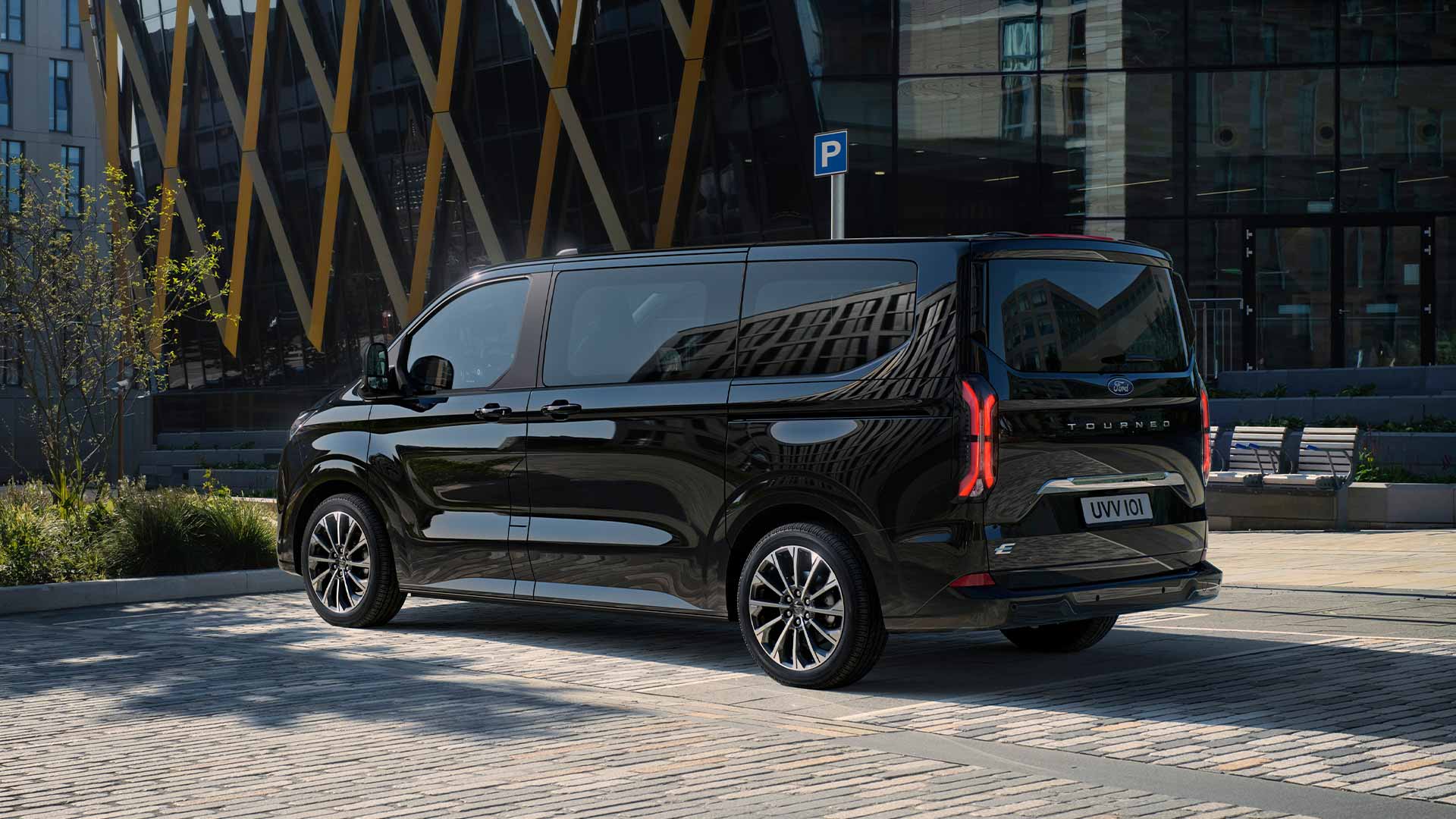 Black All-New Tourneo Custom parked