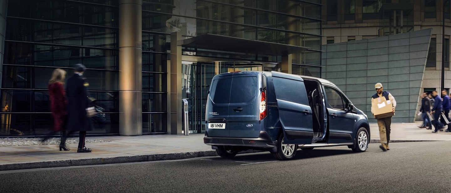 New Blue Ford Transit Custom with side door