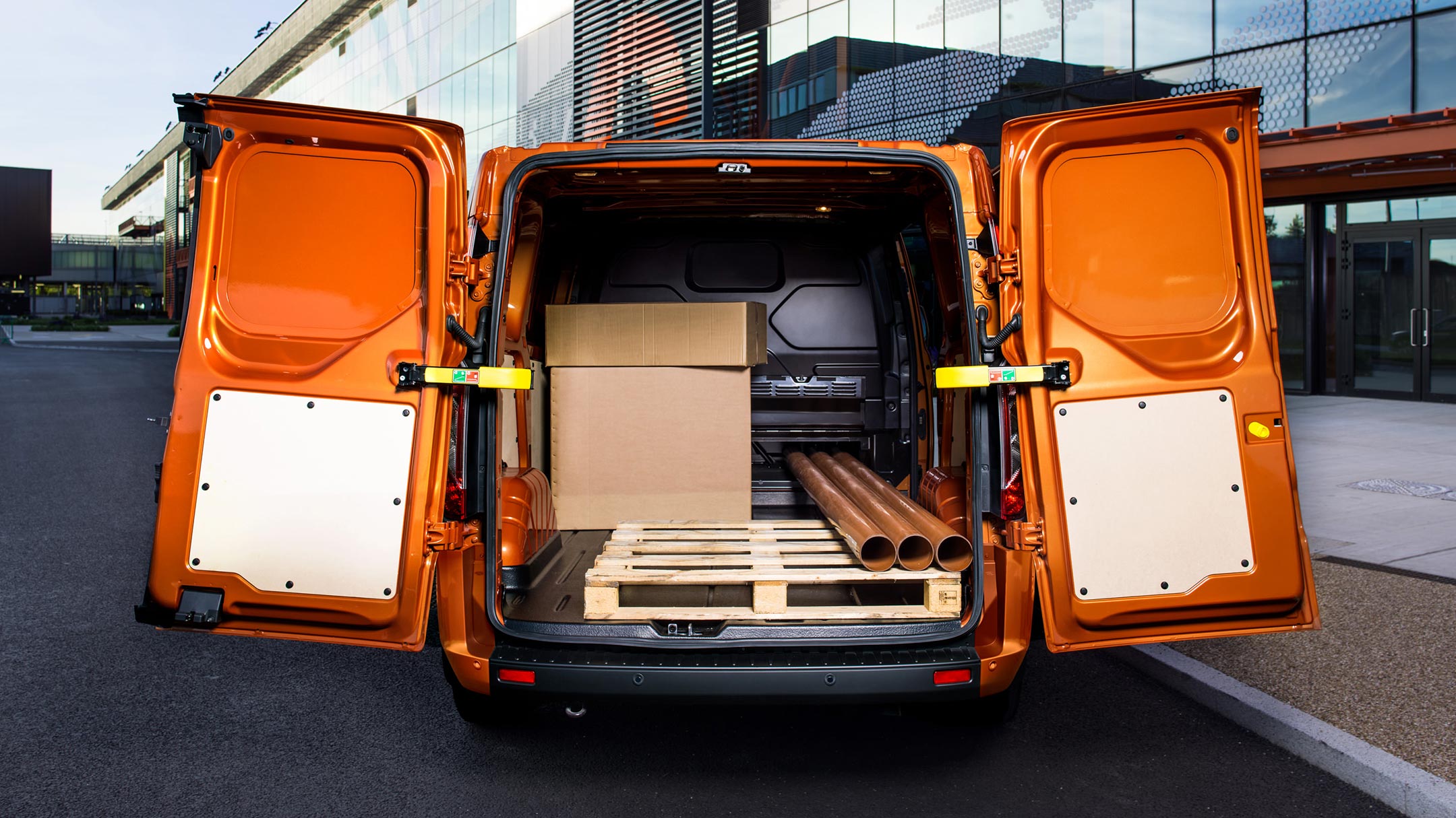 New Orange Ford Transit Custom rear load space