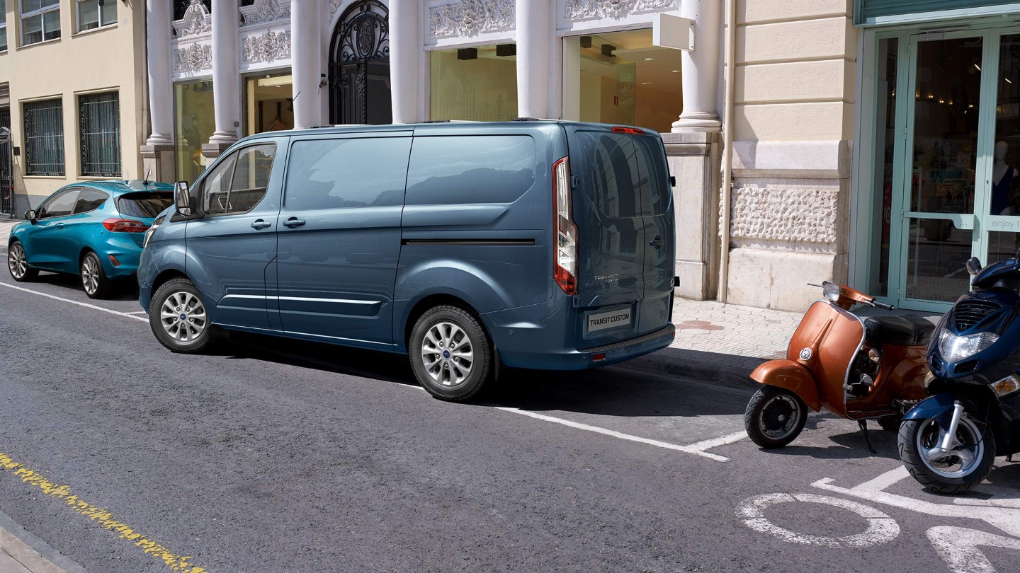 Transit Custom van parking up using active park assist