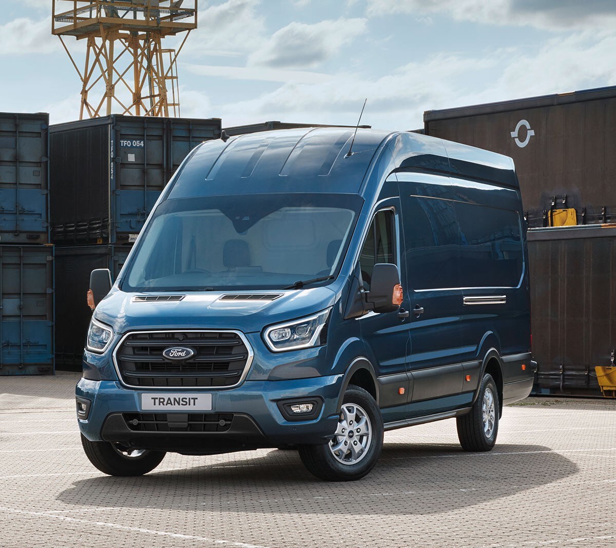 New Blue Ford Transit Van parked