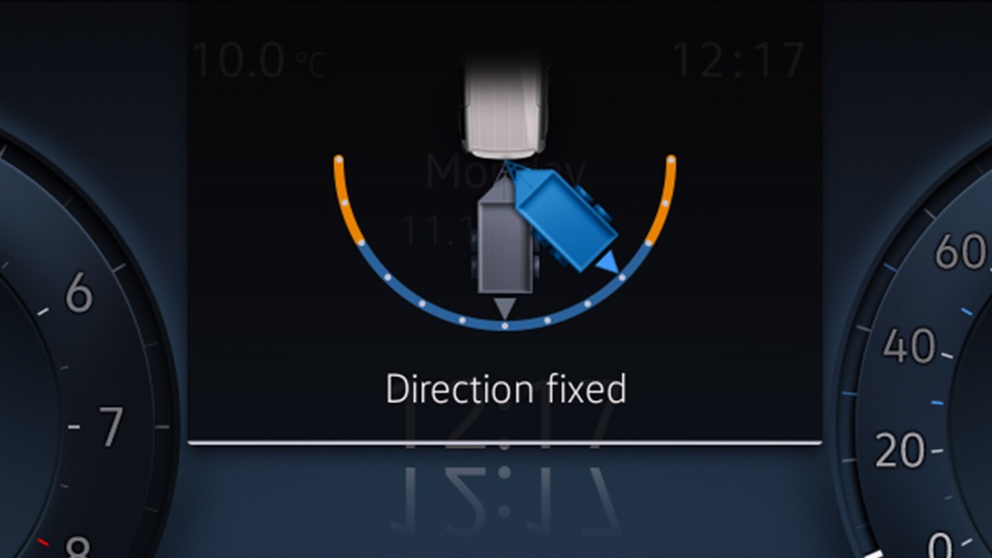 Closeup of the trailer backup assist dashboard module.