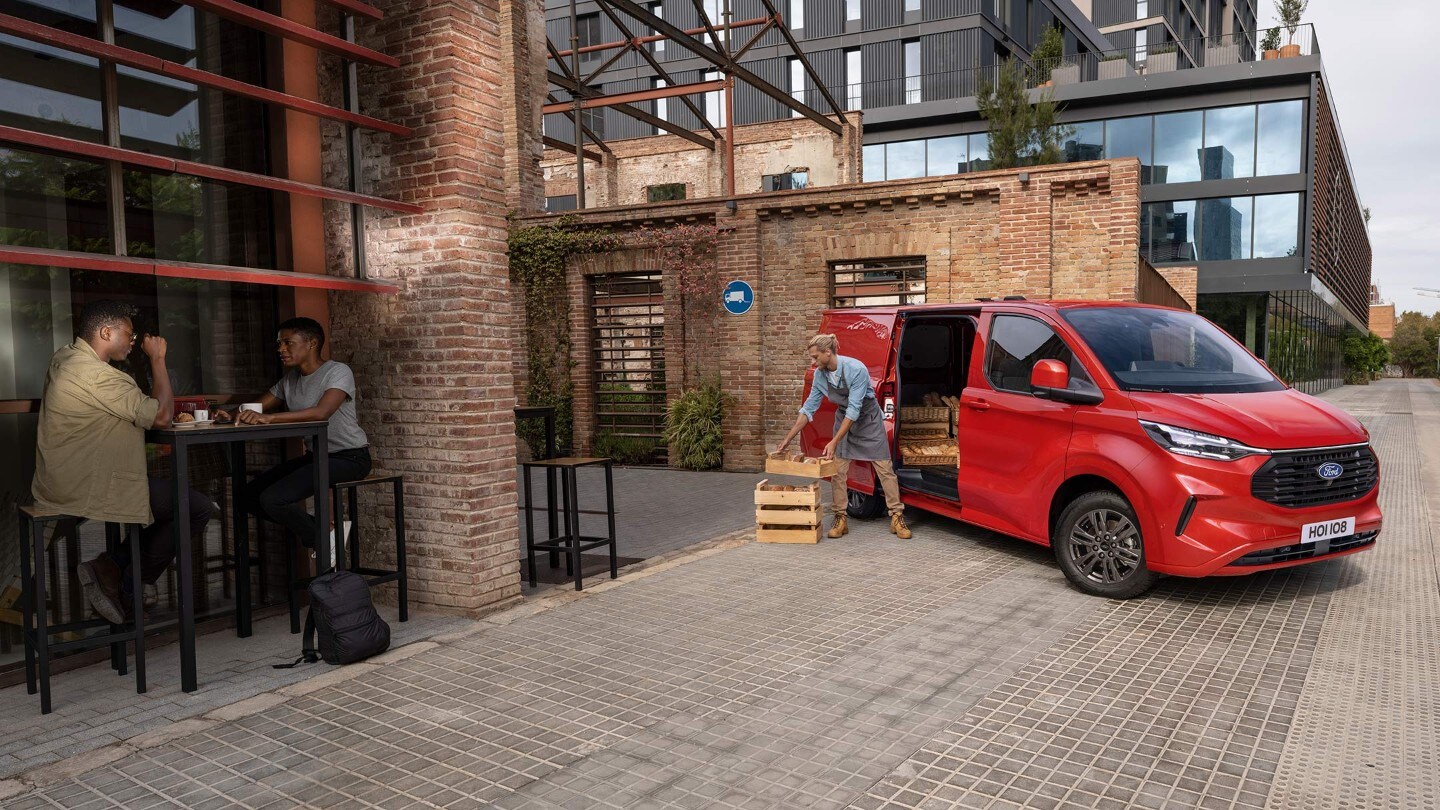 Ford Transit Custom Limited parked, Person making a delivery 