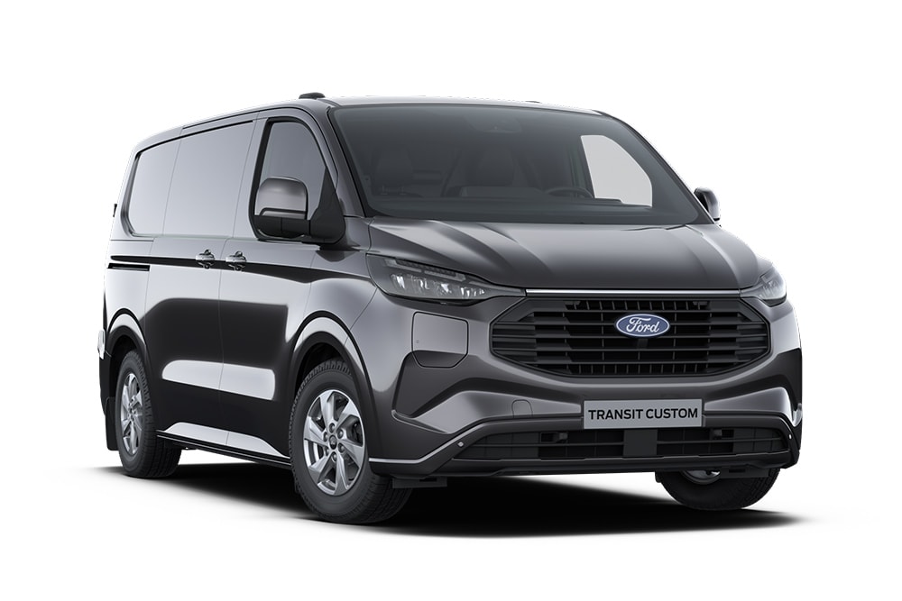 Σκούρο γκρι Ford Transit Custom Plug-In Hybrid Limited.