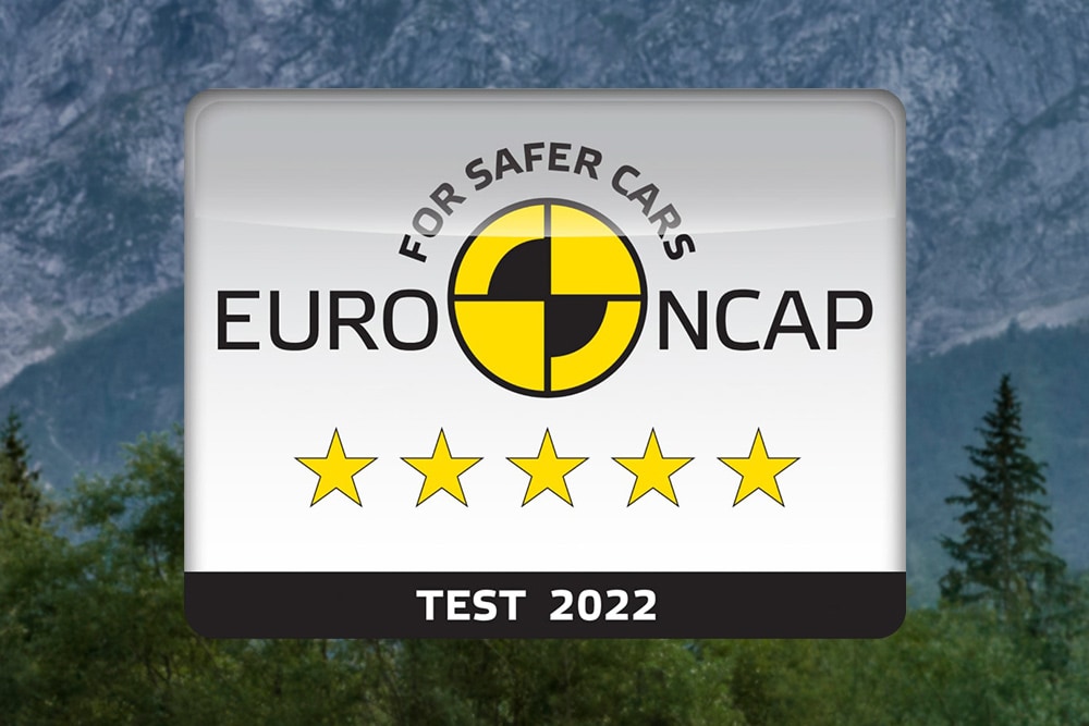 Σήμα αξιολόγησης ασφάλειας 5 αστέρων του Euro NCAP για το Ford Ranger, που δοκιμάστηκε το 2022.