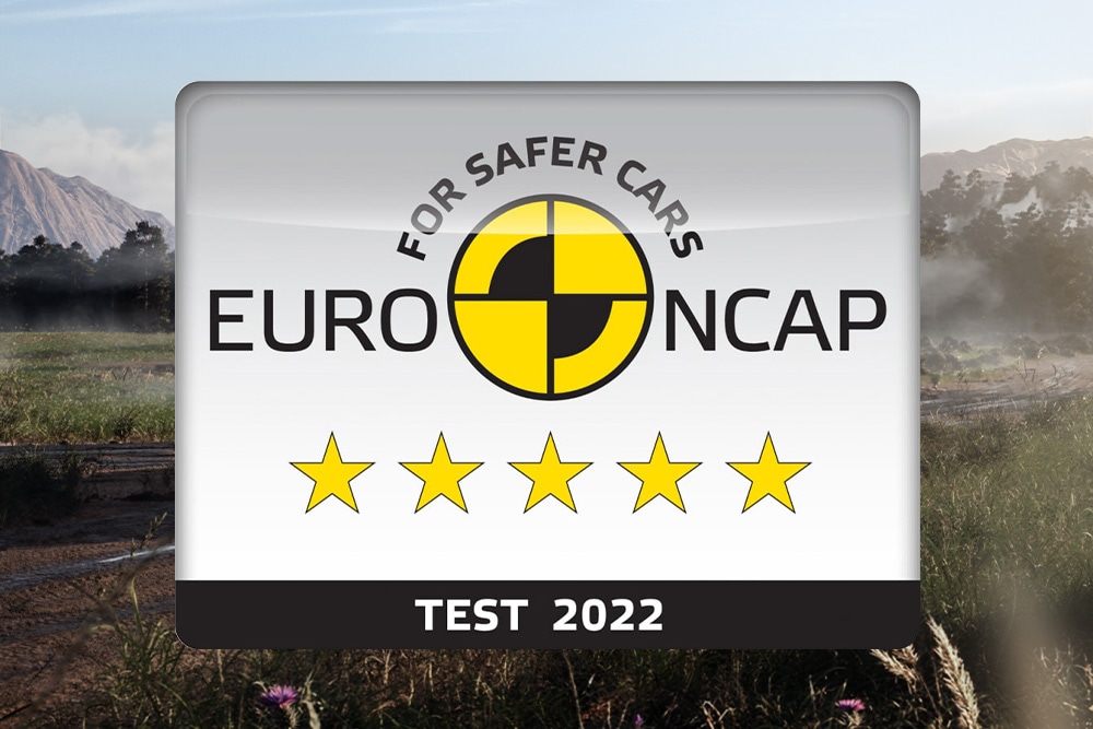 Σήμα αξιολόγησης ασφάλειας 5 αστέρων του Euro NCAP για το Ford Ranger, που δοκιμάστηκε το 2022.