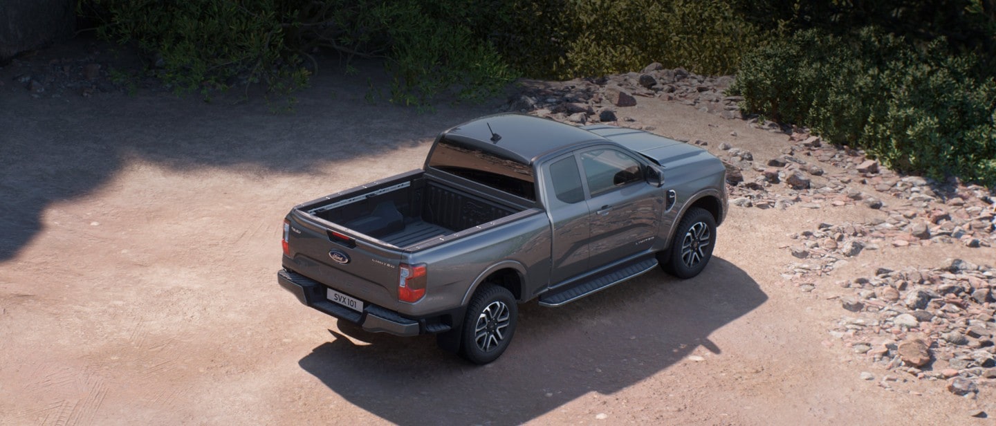 All-New Ford Ranger Super Cab rear 3/4 view