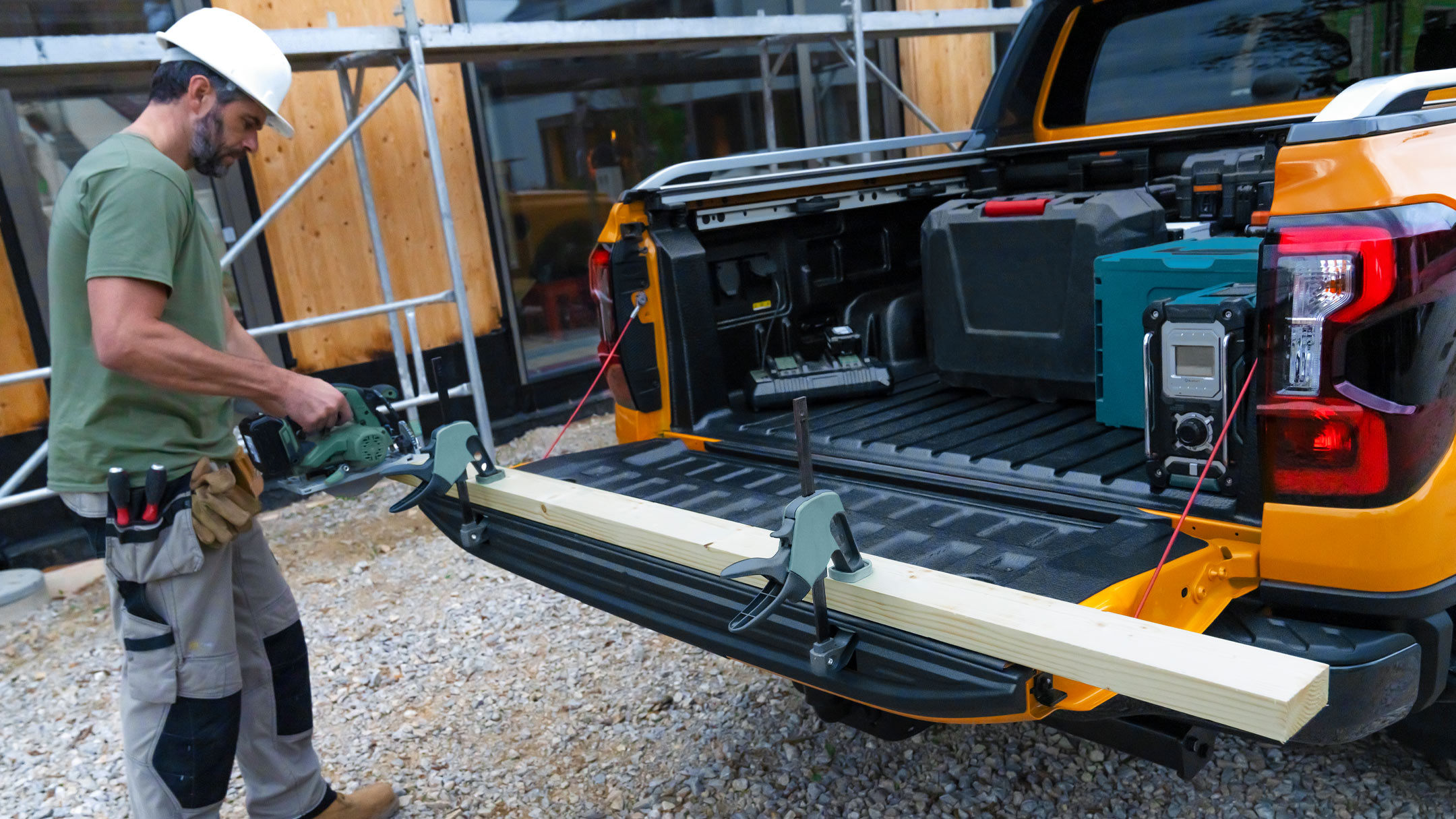 All-New Ranger Raptor Tailgate workbench in use